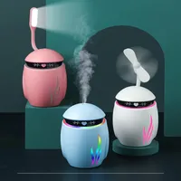 Creative 3 in 1 small Q Humidifier Essential Diffuser Aroma Lamp LED Night Light USB Fan Aromatherapy Air freshener Fogge Top Sell233S