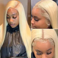 13X4 Virgin Hair Transparent Lace Front Wig Straight #613 150% Density