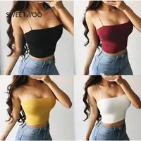 Women's Tanks Sexy Tank Top Black Halter Crop Tops Women Summer Camis Backless Camisole Fashion Casual Tube Female Sleeveless Cropped Vest
