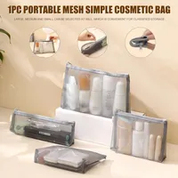 Storage Bags Mesh Makeup Portable Carry-on Toiletries Pouches With Zipper Organize Cosmetics 3 Size Netting Easy To Wash RERI889