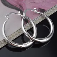 Hoop Earrings Wholesale Fashion Jewelry 925 Sterling Silver Smooth Round Women'S Gifts
