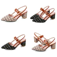 shoes high heels 34-42 large high-heeled women's sandals British style pointed hollow flat button women
