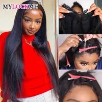 Lace Wigs 32in v Part Wig Human Hair No Leave Out Mylockme 180% Brazilian Straight u Part Wig No Glue Great Protective Styles 230206