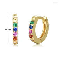 Hoop Earrings 2023 Colorful Zircon Rainbow 925 Sterling Silver For Women Female Contracted Fashion Ear Clip Brinco