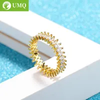 Wedding Rings Silmple And Elegant Gold Color One Row Horse Eye Zircon Finger For Women High Quality Full CZ Ring Size 5-10 Bague