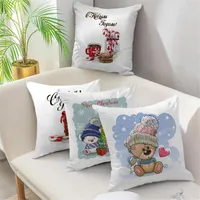 Pillow Case 45x45cm Christmas Day Decorative Cute Bear Po Cushion Cover For Home Sofa Seat Decor Pillowcases Drop