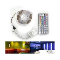 Led Strips Rgb Strip Waterproof 2835 5M Dc12V Fita Light Neon 12V Flexible Tape Ledstrip With Controller And Adapter Drop Delivery L Dhpli