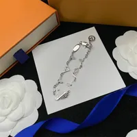 Link flower bracelet luxury jewelry women designer charm bracelet leather bangle popular vintage love flower pulsera famous letters elegant luxury bracelet