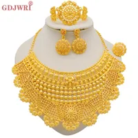 Wedding Jewelry Sets Luxury Dubai Gold Color Jewelry Sets For Women Indian Necklace Earrings Arab African Nigerian Bridal Jewellery 230207