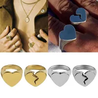 Cluster Rings Retro Punk Love Ring For Woman Vintage Gold Color Broken Heart Cool Style Jewelry Party Gift Shaped Band