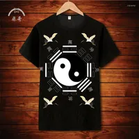 Men's T Shirts Summer Short-sleeved Tai Chi Gossip Chinese Style National Tide Printing Cultural Shirt T-shirt