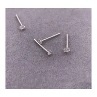 Nose Rings Studs 925 Sterling Sier 1.5 Mm Clear Crystal Stud Straight Pin Fashion Women Nariz Piercing Jewelry 36Pcs Pack626 T2 Dr Dhsr0