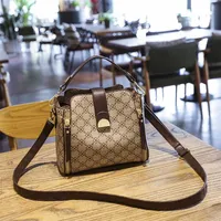 Cheap Bags Wholesale USA Women Bag New Trend With Top Handle Luxury Female Shoulder Crossbody Bags Leather Vintage Fashion Small Plaid Handbags