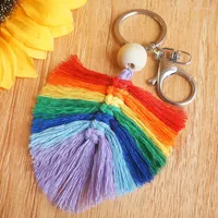 Keychains Rainbow Lesbians Gays Bisexuals Transgender Keychain For Women Girls Pride Woven Braided Men Couple Friendship Key Ring Jewelry