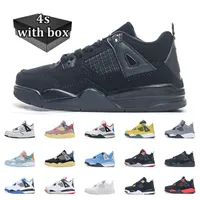 Kids Shoes Jumpman 4S Boys Basketball 4 Shoe Kids Black J4 High Sneakers Chicago Designer Scotts Militar