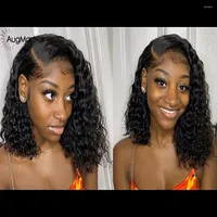 Augmar Curly Human Hair Wigs 150% Pre Plucked Full Lace With Baby Glueless Bleached Knots