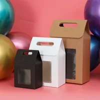 التفاف نافذة الأمامية مقبض Kraft Paper Bag Wedding Gift Box Package Birthday Baby Shower Craft Packs with Flip Cover 0207