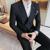 Men's Suits 7XL 6XL 5XL Autumn Double Breasted Wedding Dress Simple All Match Slim Fit Business Formal Wear Suit Men Clothing