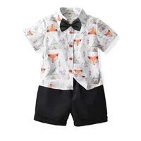 Clothing Sets Suits Baby Clothes Dress Kids Summer Boy Cartoon Fox Short Sleeve Shirt Shorts Po Banquet Performance E17515