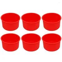 Baking Tools Silicone Mini Cake Molds 4 Inch Round Pan Non-Stick Mold Bakeware Reusable Red Set Of 6