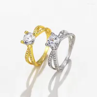 Wedding Rings MxGxFam Zircon For Women White 24 K Pure Gold Color Jewelry Fashion