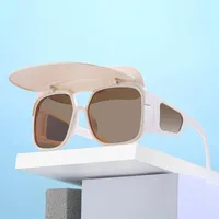 Sunglasses Fashion Oversized Flip Cover For Men Retro Shades Italy Brand Design Sun Glasses Eyewear Female Wide Frame GlassesSunglasses