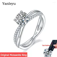 Cluster Rings Yanleyu Luxury 1 D Color Moissanite Diamond Ring For Women Original 925 Sterling Silver Wedding Engagement Fine Jewelry
