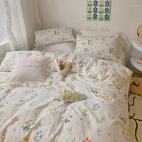 Bedding Sets Cute Flower Set Cotton For Girl Twin Full Queen Size Couple Fitted Bed Sheet Pillowcase Bedroom Duvet Cover