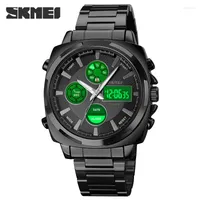 Wristwatches SKMEI Sport Men's Digital Watches With Stainless Steel Chronograph Luminou Wristwatch LED Male Wrist Watch Men Relogio