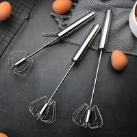 Egg Tools Semi-automatic Egg Beater 304 Stainless Steel Egg Whisk Manual Hand Mixer Self Turning Egg Stirrer Kitchen Accessories Egg Tools