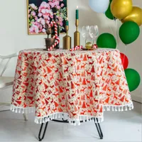 Table Cloth Ins Style Cotton And Linen Tassel Christmas Decoration Designs