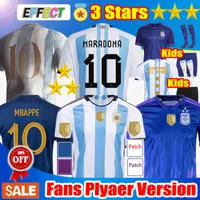 3 Star Argentina Soccer Jersey Player Fans Version 22 23 Football Shirts 2022 DI MARIA J.ALVAREZ DE PAUL National Team MBAPPE GRIEZMANN GIROUD Kids kit uniforms Socks
