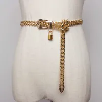 Ремни 2021 Золотая цепочка блокировки металлические ремни для женщин кубинские ключевые цепи серебряные панки платья по поясу в длинной кеттинге Riem Cummerbunds G230207