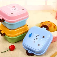 Dinnerware Sets Double Compartment Lunch Box Portable Plastic Fruit Storage Container Creative Useful Kitchen Tools Cartoon Cute Children