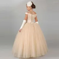 Girl Dresses Luxury Ball Gown Fower Off The Shoulder Appliques Lace Princess For Weddings Elegant Pageant