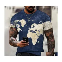 Men'S T-Shirts Designer Mens Tshirts Summer European American Personalized Shortsleeved Pattern Printing Threensional Creative Map 3 Dhjsc