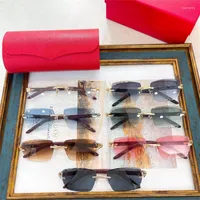 Sunglasses 2023 TOP Quality Women Fashion Designer Rimless Eyewear UV400 Outdoor Men PUNK SUN GLASSES
