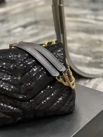 쇼핑 가방 검은 구슬 공예 이탈리아 원래 송아지 가죽 용량 대형 숄더백 플랩 지갑 체인 5A 품질