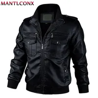 Mens Leather Faux MANTLCONX Autumn Spring Motorcycle Jacket Men Windbreaker Fashion PU Jackets Male Outwear Warm 5XL 6XL 230207
