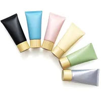 50ml 100ml Colorful frosted Plastic Squeeze hose Bottle Cosmetic tubes Refillable Travel Lip Balm Container with Bamboo Cap