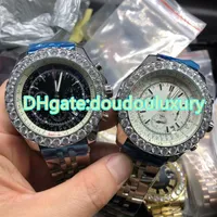 Silver Stainless Steel Men's Watches Black and White Dial Diamond Bezel Fashion Watches Full Automatic Waterproof Watch262A