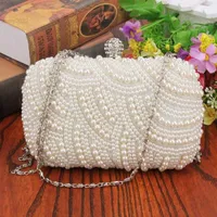 Luxury Pearl Clutch Bags Women Purse Diamond Ladies Hand Bags White Evening Bags for Party Wedding Evening Party Handbag