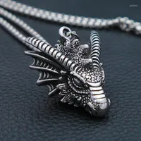 Pendant Necklaces Vintage Viking Dragon Necklace Men Nordic Stainless Steel Animal Head Biker Fashion Jewelry GiftPendant Godl22