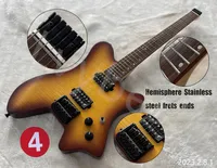 Lvybest Stocking Headless Electric Guitar Can Ship Out At Once4-5-6 !!! With Hemisphere Stainless Steel Frets Ends Black Parts