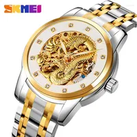 Wristwatches SKMEI Creative Chinese Dragon Pattern Dial Design Automatic Watches Luxury Mens Mechanical Hour Clock Reloj Hombre