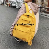 Backpack Casual Women Backpack Solid Color Canvas School Bag for Teens Laptop Large Capacity Travel Bags Green Red Yellow Book Bag 020823H