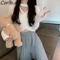 Women's Sweaters Pullovers Women Solid All-match Korean Style Criss-cross Slim Daily Elegant Retro Cozy Spring Warm O-neck Basic Arrival Ins