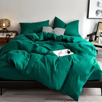 Bedding Sets Solid Green Microfiber Set Modern Home Linen Duvet Cover Flat Sheet Pillowcase Fashion Bedclothes 2023 Spring