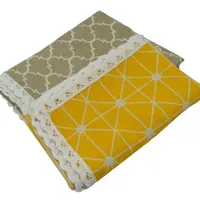 Table Cloth Gray Yellow Linen Cotton Lace Tablecloth Printed Lattice Lattern Flower Home Rectangle Desk Christmas Cover