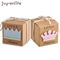 Wrap 20pcs Kraft Paper Candy Box Baby Shower s For Guests Birthday Babyshower Boy Girl Gift Bags Party Supplies 0207